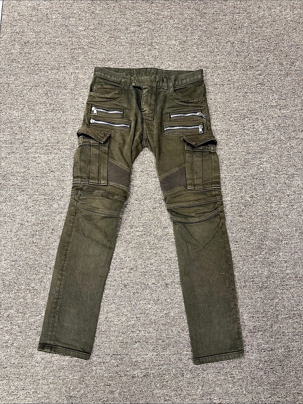 Balmain Olive Skinny Cargo Pants
